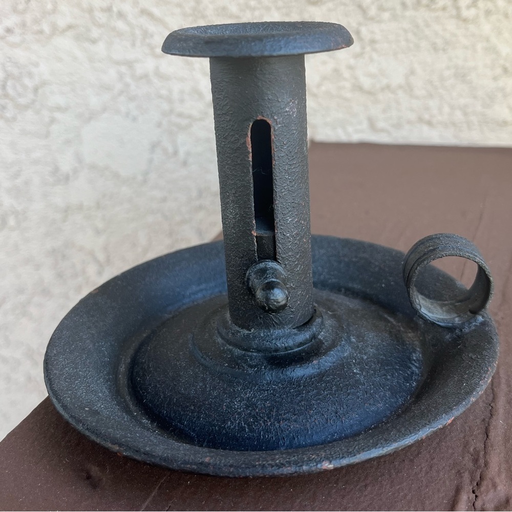 Vintage Antique Hog Scraper Candle Stick Holder 4.25”